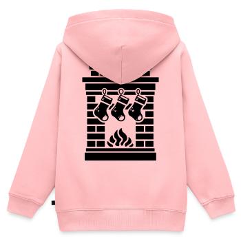 Chaussette de Noël avec cheminée - Sweat Premium à capuche zippé enfant bio - rose - Dos - AI Model Kid Female (0cm)
