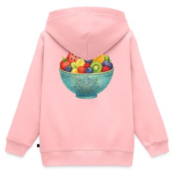 Watercolor Fruit in Mandala Fruit Bowl Healthy Fruits - Kids Premium Organic Zip-up Hoodie - rose - Back - AI Model Kid Female (0cm)