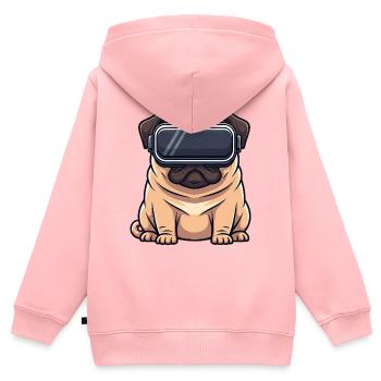Süßer Mops Hund Cartoon Freund fürs Leben Gamer - Kinder Premium Organic Zip Hoodie - Rosa - Hinten - AI Model Kid Female (0cm)