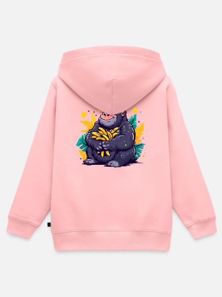Bananen-Gorilla Kuschelmotiv - Kinder Premium Organic Zip Hoodie - Rosa