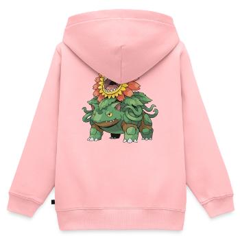 Sonnenblumen-Monsterbestie - Kinder Premium Organic Zip Hoodie - Rosa - Hinten - AI Model Kid Female (0cm)
