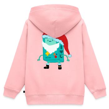 Retro Spielkonsole mit Santa Claus Weihnachtsmütze - Kinder Premium Organic Zip Hoodie - Rosa - Hinten - AI Model Kid Female (0cm)