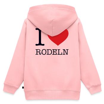 I love Rodeln - Kinder Premium Organic Zip Hoodie - Rosa - Hinten - AI Model Kid Female (0cm)
