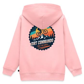Dirt Commando Vétéran de VTT - Sweat Premium à capuche zippé enfant bio - rose - Dos - AI Model Kid Female (0cm)