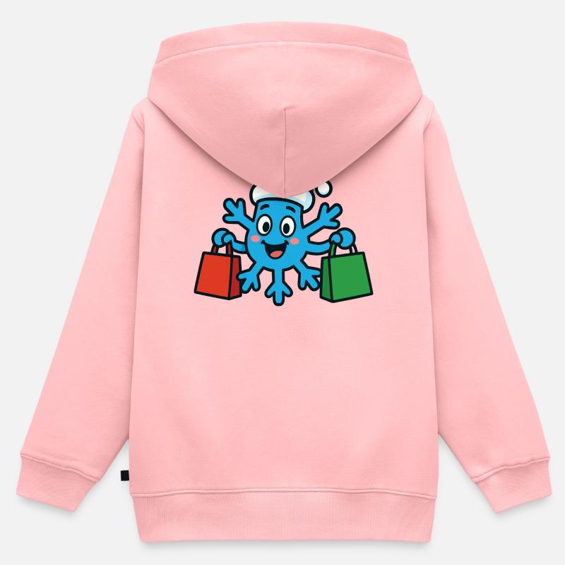 Le flocon de neige de Noël achète des cadeaux - Sweat Premium à capuche zippé enfant bio - rose