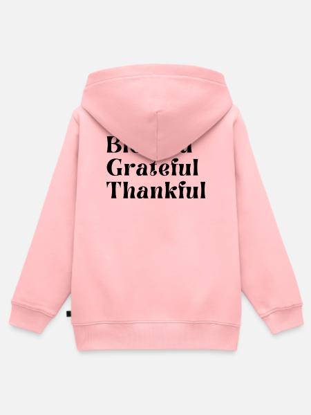 Dankbar, dankbar, - Kinder Premium Organic Zip Hoodie - Rosa