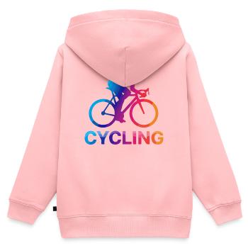 Rainbow Cyclist Silhouette - Kinder Premium Organic Zip Hoodie - Rosa - Hinten - AI Model Kid Female (0cm)