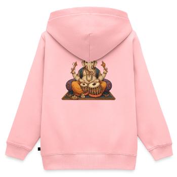 Ganesha Tabla - Kinder Premium Organic Zip Hoodie - Rosa - Hinten - AI Model Kid Female (0cm)