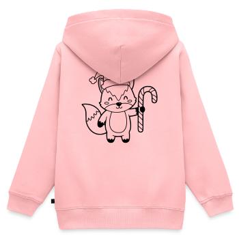 Renard de Noël avec illustration de canne d’orge - Sweat Premium à capuche zippé enfant bio - rose - Dos - AI Model Kid Female (0cm)