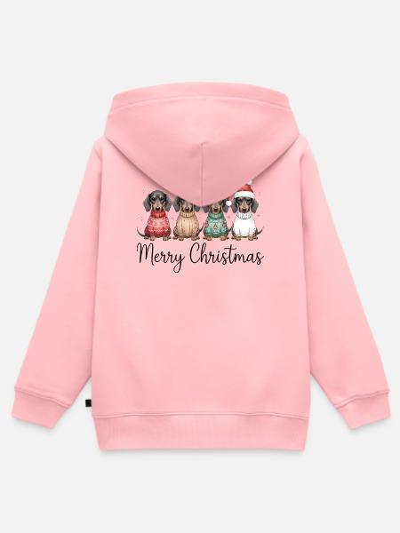 Vier Dackel, Dachshunde in Weihnachtspullover - Kinder Premium Organic Zip Hoodie - Rosa