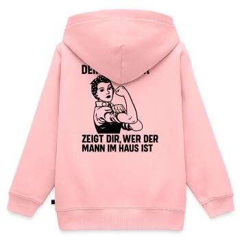 Mann im Haus deine Mutter - Kinder Premium Organic Zip Hoodie - Rosa - Hinten - AI Model Kid Female (0cm)