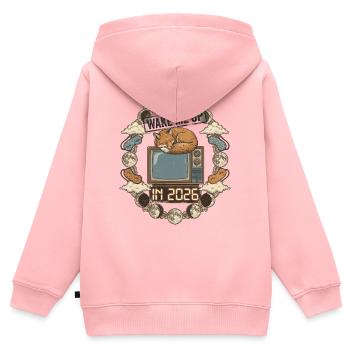 Réveille-moi en 2026 - Sweat Premium à capuche zippé enfant bio - rose - Dos - AI Model Kid Female (0cm)