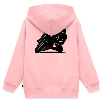 Silhouette minimaliste de moto de course - Sweat Premium à capuche zippé enfant bio - rose - Dos - AI Model Kid Female (0cm)