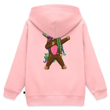 Einhorn-Zöpfe abtupfen Regenbogenhaar-Magie-Fantasie - Kinder Premium Organic Zip Hoodie - Rosa - Hinten - AI Model Kid Female (0cm)