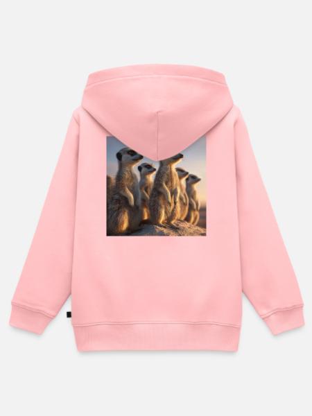 Wachsame Meerkatzen im Abendlicht Erdmännchen - Kinder Premium Organic Zip Hoodie - Rosa