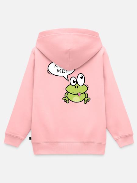 Küss mich Frosch Cartoon - Kinder Premium Organic Zip Hoodie - Rosa