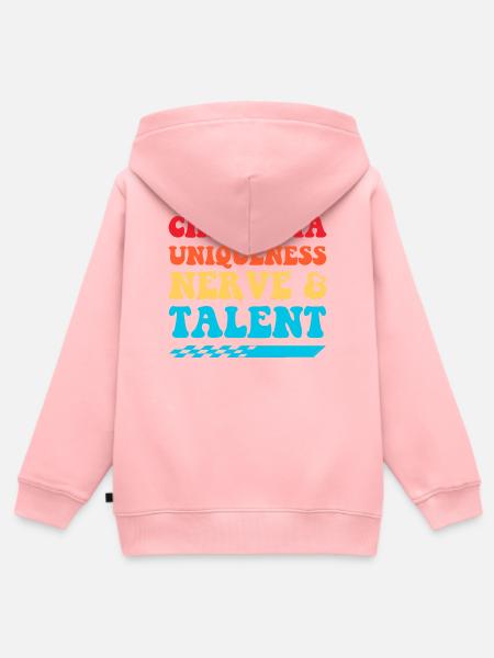 Charisma, Einzigartigkeit, Nerven & Talent - Kinder Premium Organic Zip Hoodie - Rosa