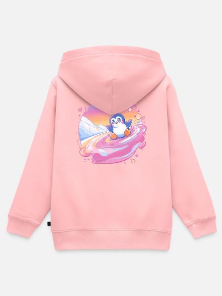 Pastell-Pinguin Spritz - Kinder Premium Organic Zip Hoodie - Rosa