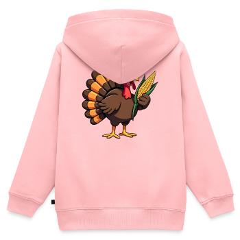 Thanksgiving Lustiger Thanksgiving Truthahn - Kinder Premium Organic Zip Hoodie - Rosa - Hinten - AI Model Kid Female (0cm)