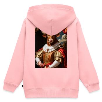 Taureau majestueux – roi du Baroque - Sweat Premium à capuche zippé enfant bio - rose - Dos - AI Model Kid Female (0cm)