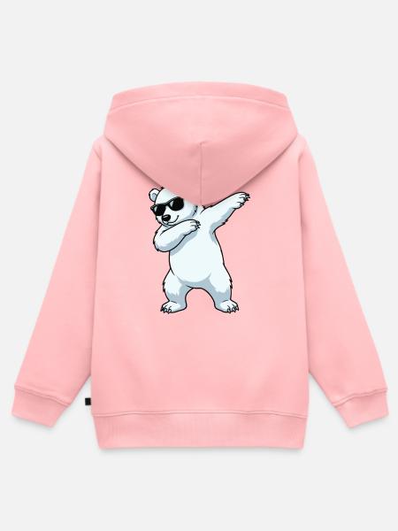 Dab Eisbär Cartoon - Kinder Premium Organic Zip Hoodie - Rosa