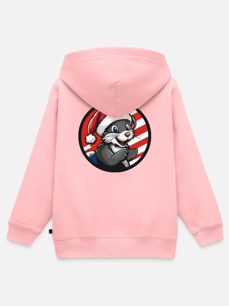 Weihnachtshase im Karomotiv - Kinder Premium Organic Zip Hoodie - Rosa