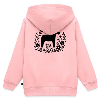 Dalapferd – Nordic Folk Art Design - Kinder Premium Organic Zip Hoodie - Rosa - Hinten - AI Model Kid Female (0cm)