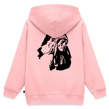 Indianer - Kinder Premium Organic Zip Hoodie - Rosa - Hinten - AI Model Kid Female (0cm)