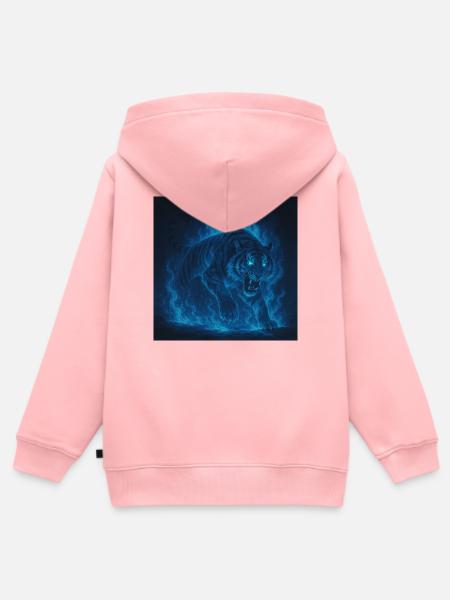 Blaue Neon-Tigerflamme - Kinder Premium Organic Zip Hoodie - Rosa