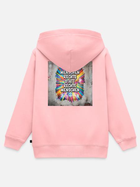 Menschenrechte statt rechte Menschen Statement - Kinder Premium Organic Zip Hoodie - Rosa