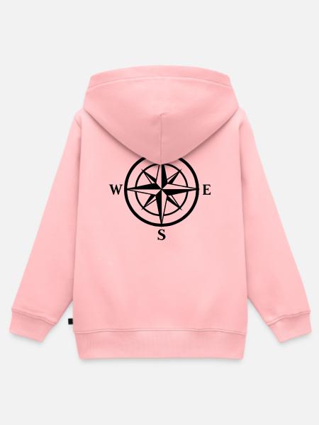 Nachtkompass Kompassrose Grafik - Kinder Premium Organic Zip Hoodie - Rosa