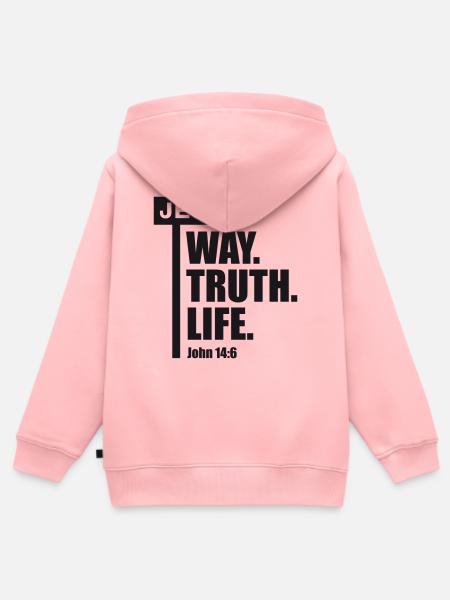 Jesus_Way-Truth_Life - Kinder Premium Organic Zip Hoodie - Rosa