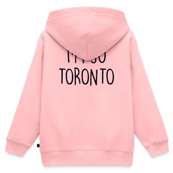 Toronto, Canada - Sweat Premium à capuche zippé enfant bio - rose - Dos - AI Model Kid Female (0cm)