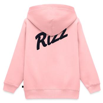 Rizz Neon Script - Kids Premium Organic Zip-up Hoodie - rose - Back - AI Model Kid Female (0cm)