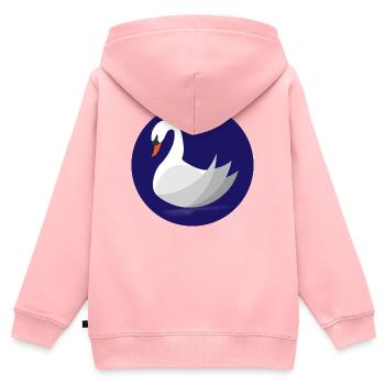 Schwan - Kinder Premium Organic Zip Hoodie - Rosa - Hinten - AI Model Kid Female (0cm)