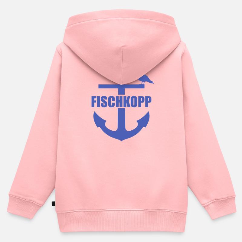 Fischkopp, ancre - Sweat Premium à capuche zippé enfant bio - rose