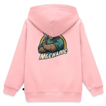 Mechaniker Bär Starkes Werkstatt Motiv - Kinder Premium Organic Zip Hoodie - Rosa - Hinten - AI Model Kid Female (0cm)