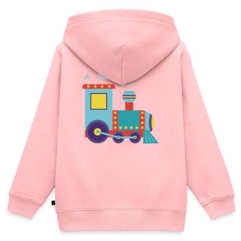 Bunte Spielzeug-Dampflok-Illustration - Kinder Premium Organic Zip Hoodie - Rosa - Hinten - AI Model Kid Female (0cm)