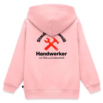 Staub & Schweiß, echter Handwerker, Leidenschaft - Kinder Premium Organic Zip Hoodie - Rosa - Hinten - AI Model Kid Female (0cm)