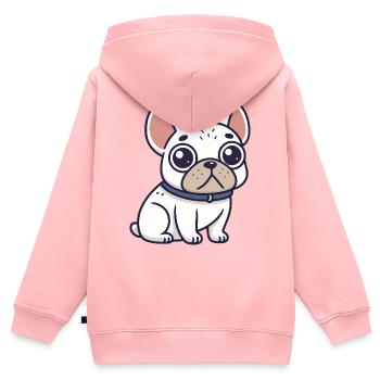 White Bulldog Cartoon-Halskette - Kinder Premium Organic Zip Hoodie - Rosa - Hinten - AI Model Kid Female (0cm)