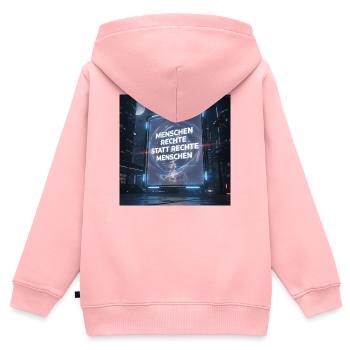 Menschenrechte statt Rechte für Menschen - Kinder Premium Organic Zip Hoodie - Rosa - Hinten - AI Model Kid Female (0cm)