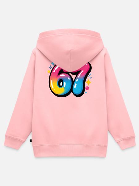 67 bunt sechs sieben bunte Luftballons - Kinder Premium Organic Zip Hoodie - Rosa
