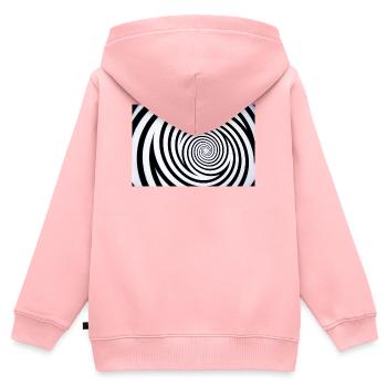 Monochrome en spirale hypnotique - Sweat Premium à capuche zippé enfant bio - rose - Dos - AI Model Kid Female (0cm)