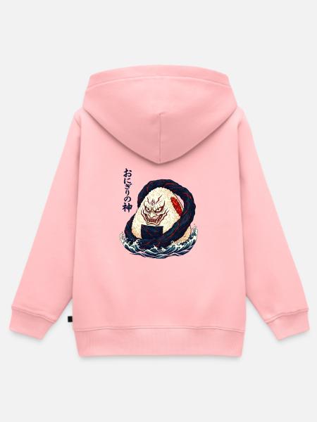 Onigiri Monster Japanische Wellenkunst - Kinder Premium Organic Zip Hoodie - Rosa