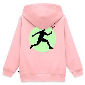 Badminton Spieler Vorhand - Kinder Premium Organic Zip Hoodie - Rosa - Hinten - AI Model Kid Female (0cm)