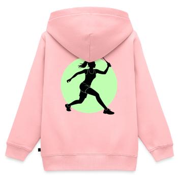 Badminton Spielerin Vorhand - Kinder Premium Organic Zip Hoodie - Rosa - Hinten - AI Model Kid Female (0cm)