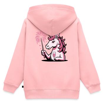 Silvester Einhorn 2026 - Kinder Premium Organic Zip Hoodie - Rosa - Hinten - AI Model Kid Female (0cm)