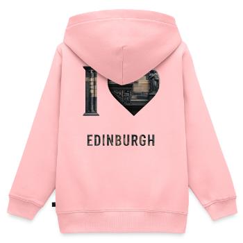 I Love Edinburgh – Stone City Architecture - Kinder Premium Organic Zip Hoodie - Rosa - Hinten - AI Model Kid Female (0cm)