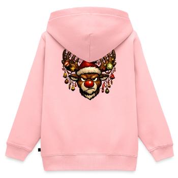 Rudolph Reindeer Bad Mood - Kids Premium Organic Zip-up Hoodie - rose - Back - AI Model Kid Female (0cm)