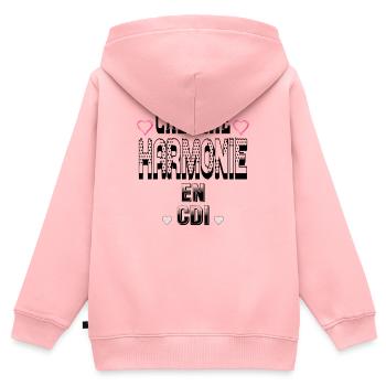 Suche nach Harmonie bei einem unbefristeten Vertrag - Kinder Premium Organic Zip Hoodie - Rosa - Hinten - AI Model Kid Female (0cm)